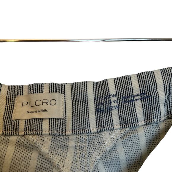 Pilcro Pinstripe Cropped Wide Leg Jeans Railroad Stripe Culotte Utility Pants 18 - Picture 3 of 11